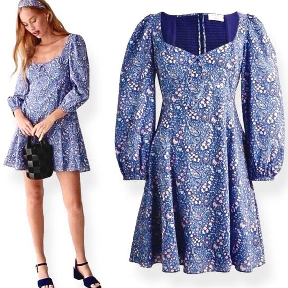 J.CREW LIBERTY FABRIC SWEETHEART SMOCKED FLORAL PUFF SLEEVES DRESS SIZE 4 - Picture 10 of 10
